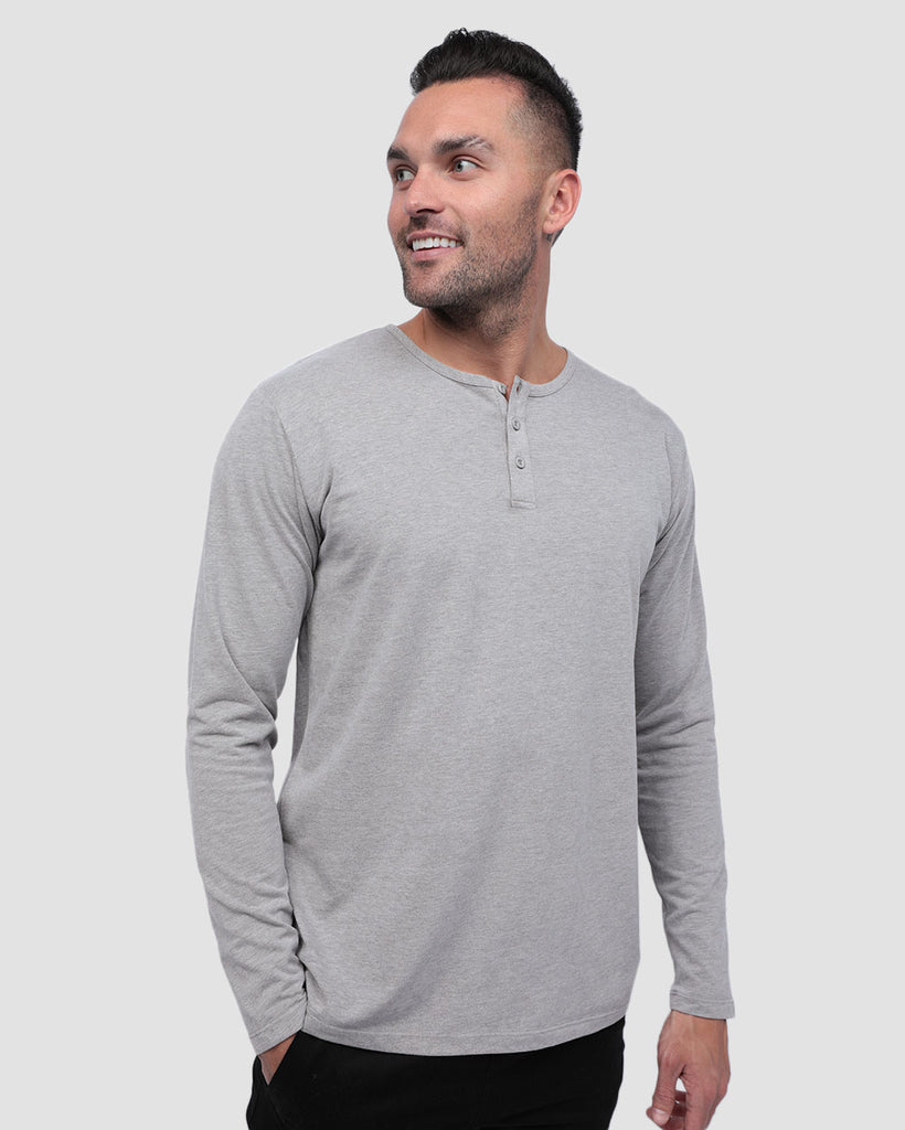 Long Sleeve Henley Tee - Non-Branded-Gray-Front--Zach---L
