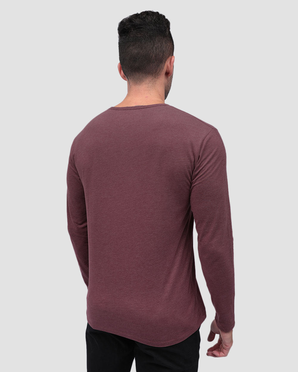 Long Sleeve Henley Tee - Non-Branded-Maroon-Back--Zach---L