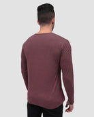 Long Sleeve Henley Tee - Non-Branded-Maroon-Back--Zach---L