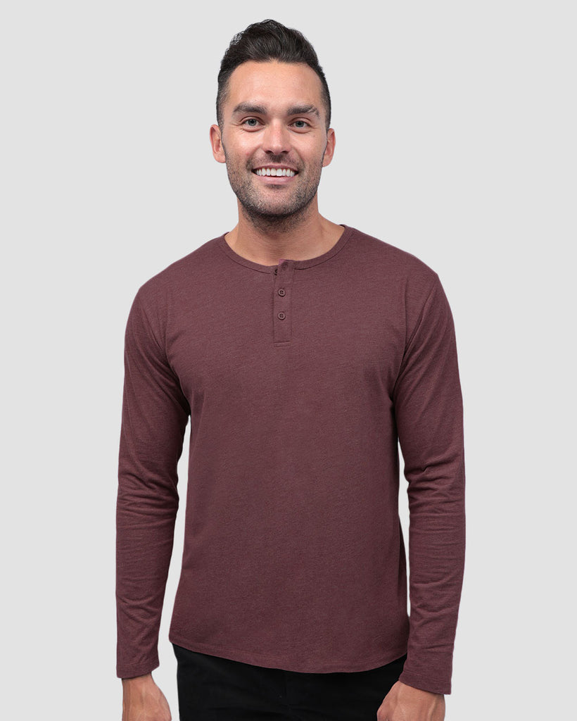 Long Sleeve Henley Tee - Non-Branded-Maroon-Front--Zach---L