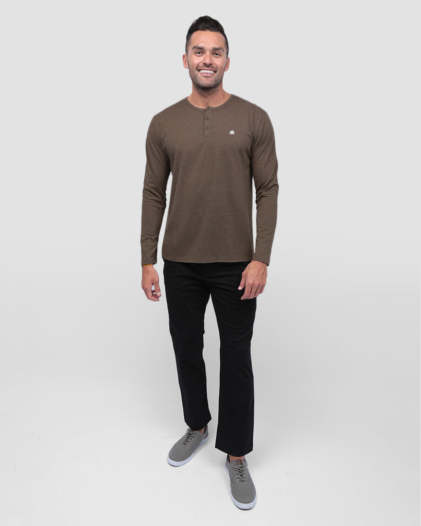 Long Sleeve Henley Tee - Branded-Brown-Full--Zach---L