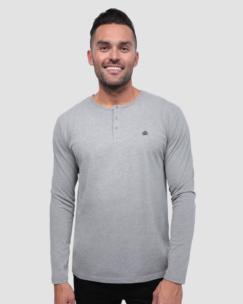 Long Sleeve Henley Tee - Branded-Grey-Front--Zach---L