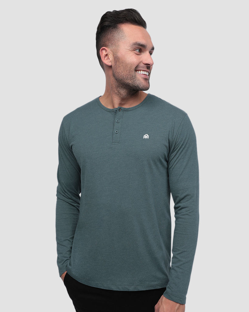 Long Sleeve Henley Tee - Branded-Indigo-Front--Zach---L