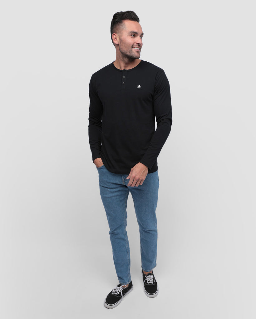 Long Sleeve Henley Tee - Branded-Black-Full--Zach---L