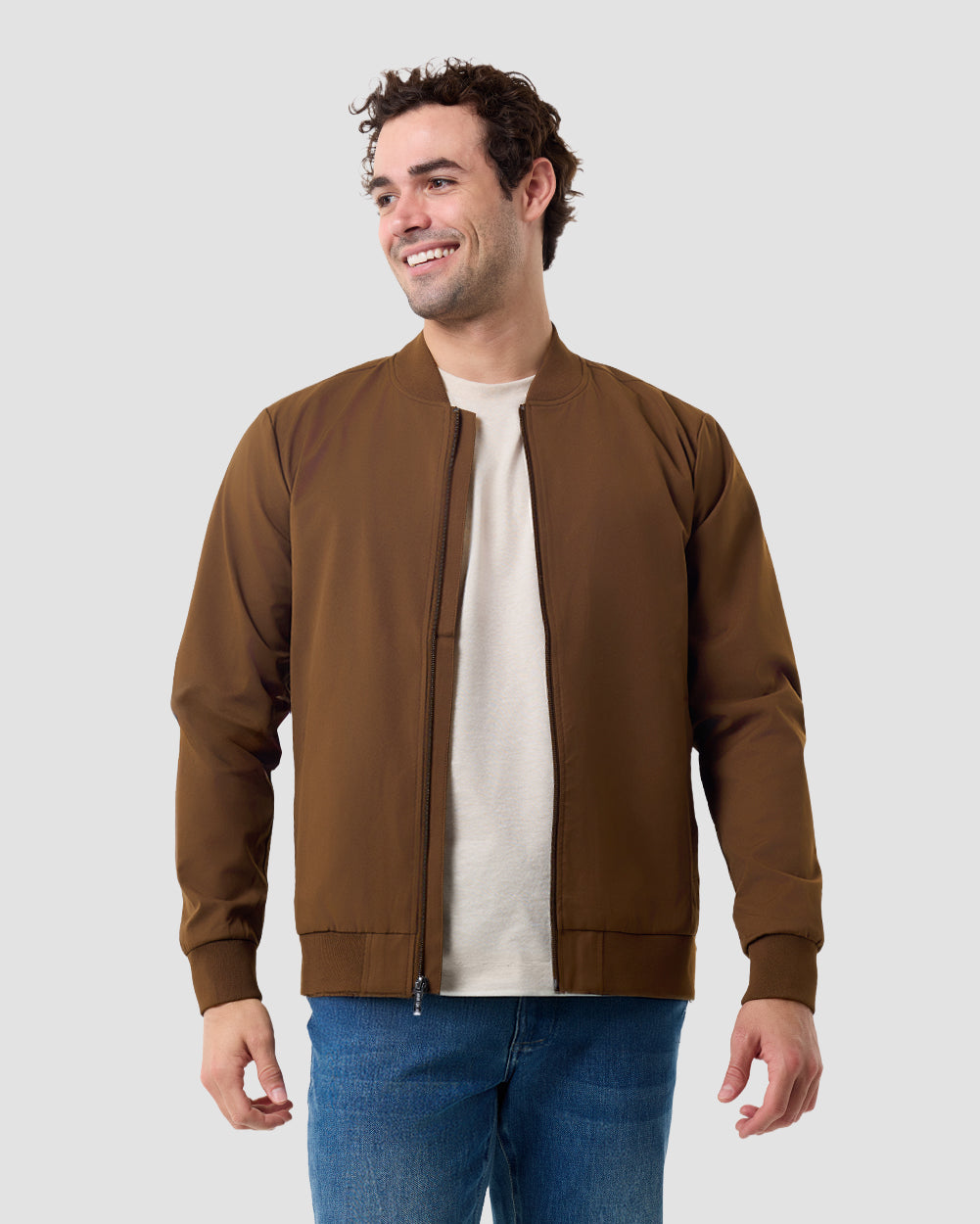 Heritage Bomber Jacket-Brown-Regular-Front--Model---L