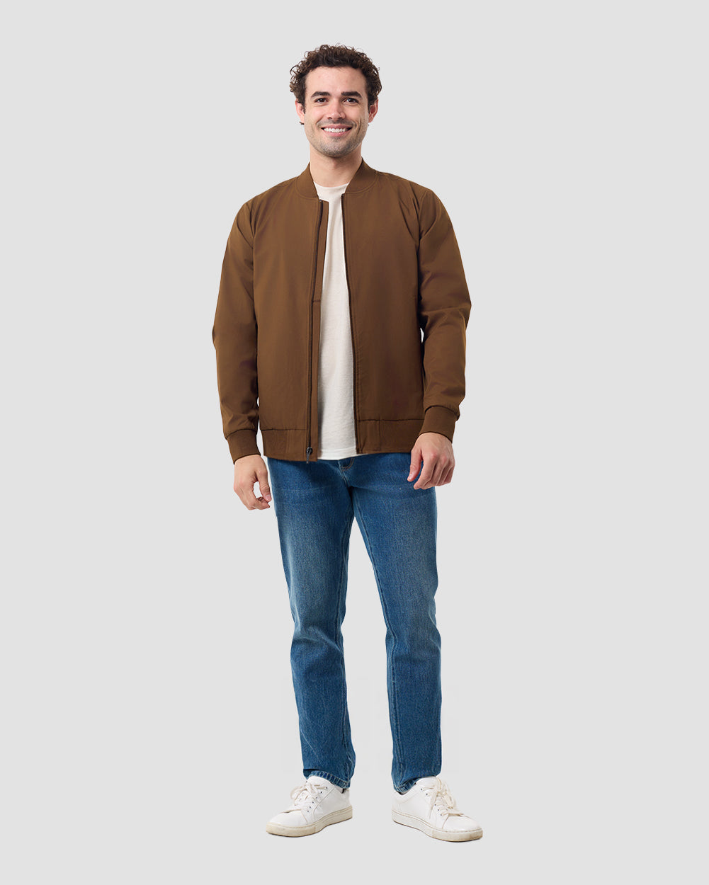 Heritage Bomber Jacket-Brown-Regular-Full--Model---L