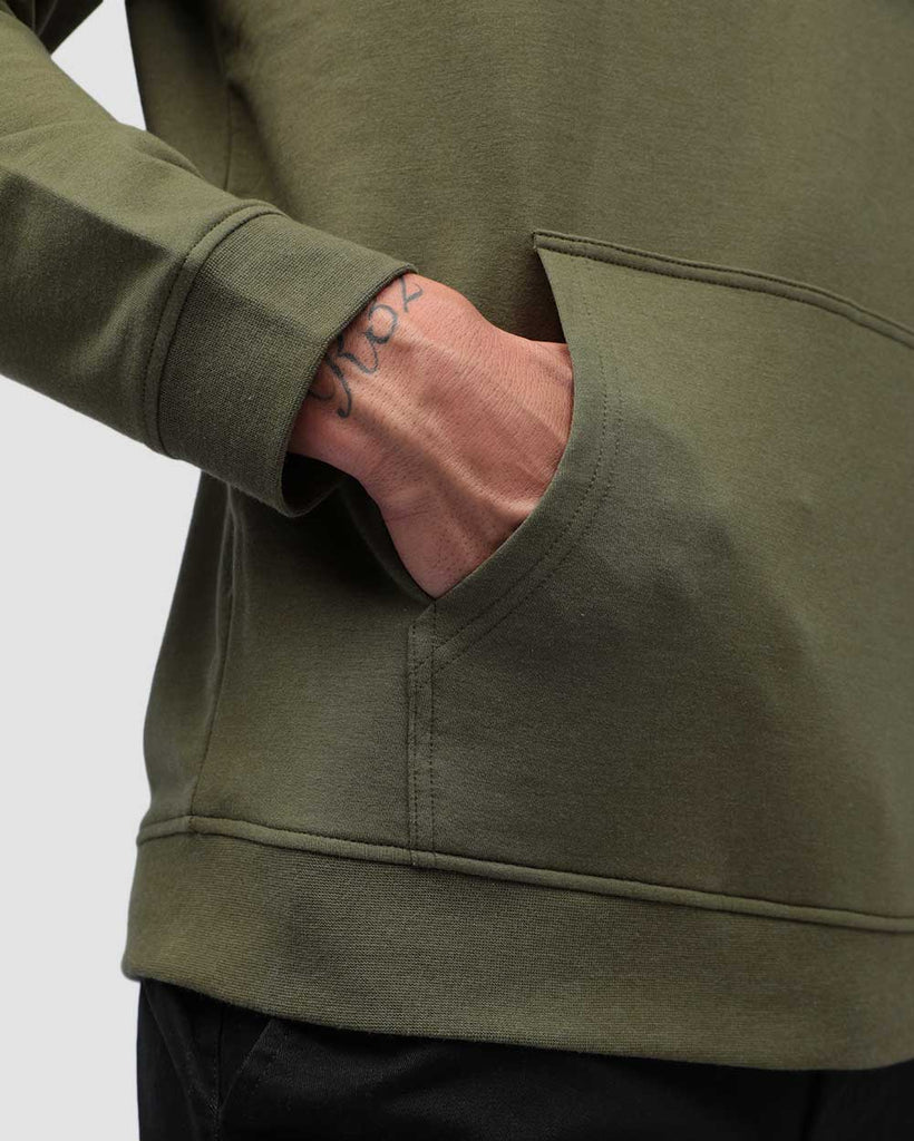 Pullover Hoodie (Classic Pocket) - Non-Branded-Back-Olive Green-Detail