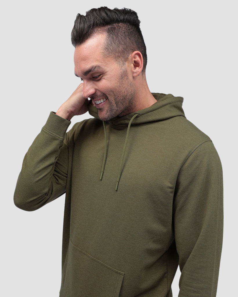 Pullover Hoodie (Classic Pocket) - Non-Branded-Back-Olive Green-Lifestyle--Zach---L