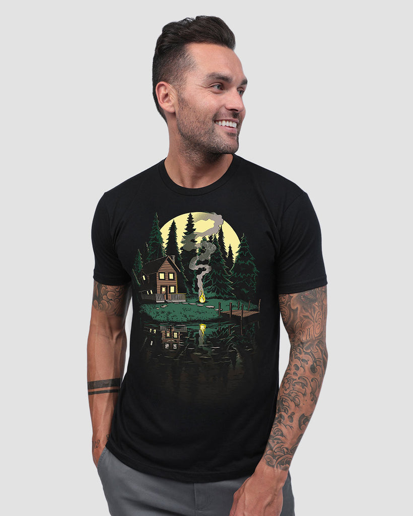 Lakeside Reflections Tee-Black-Front--Zach---L