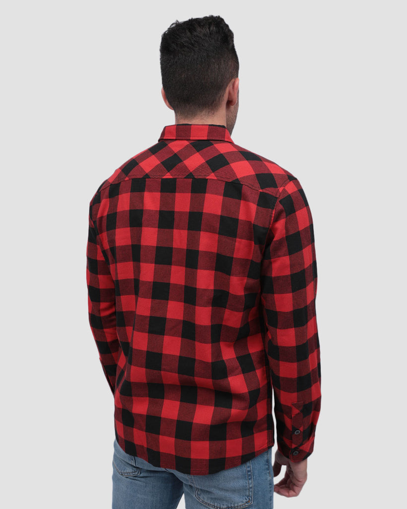 Long Sleeve Flannel-Checker Black/Red-Back--Zach---L