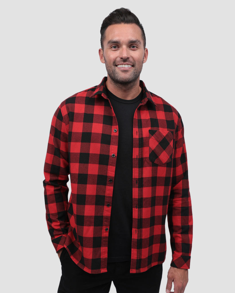 Long Sleeve Flannel-Checker Black/Red-Front2--Zach---L