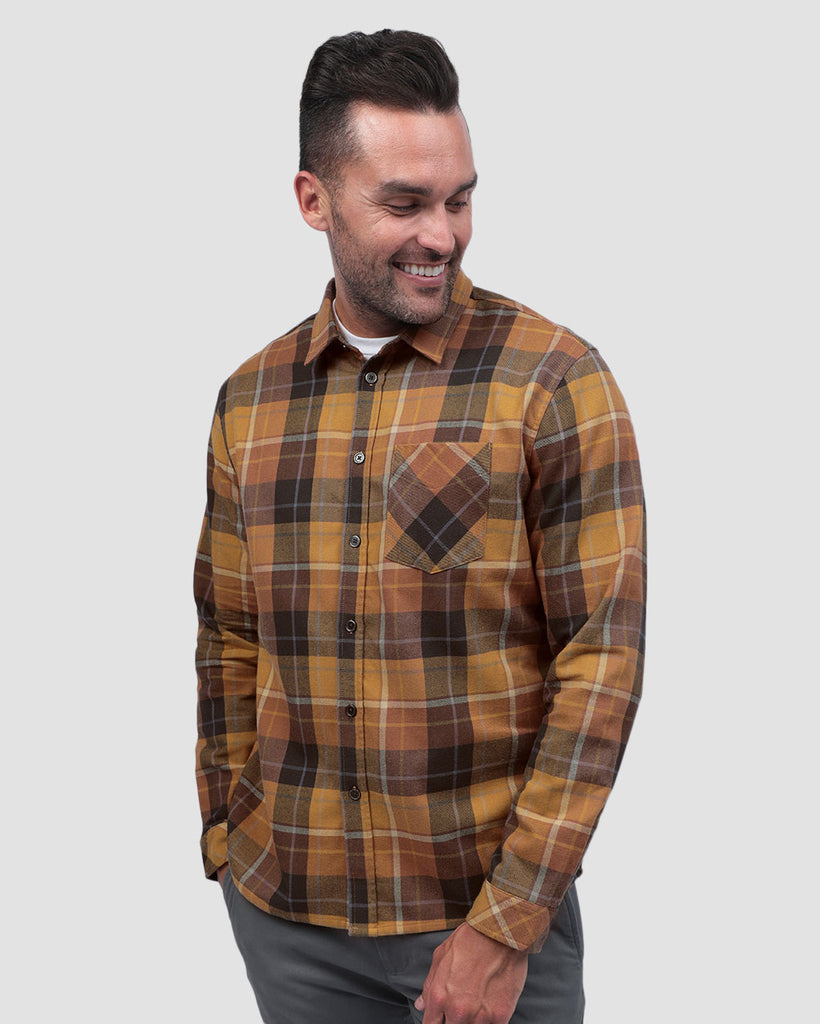 Long Sleeve Flannel-Multi Plaid Yellow-Front--Zach---L