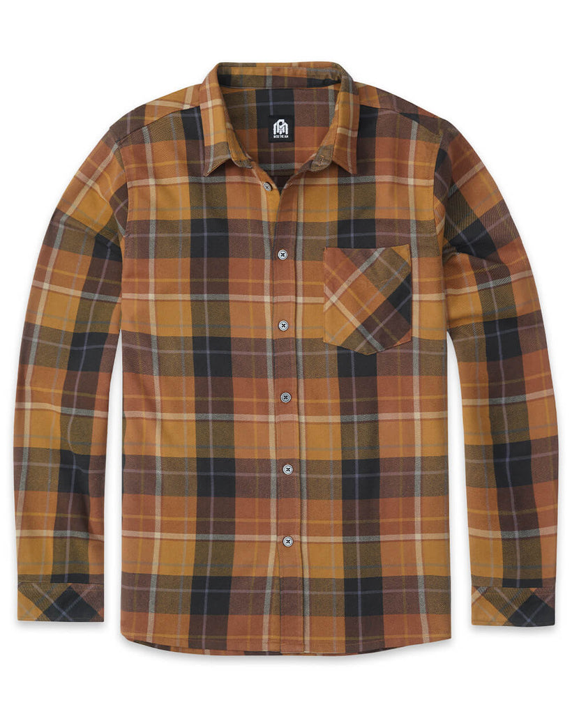 Long Sleeve Flannel-Multi Plaid Yellow-Front