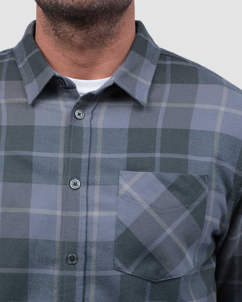 Long Sleeve Flannel-Plaid Indigo-Detail