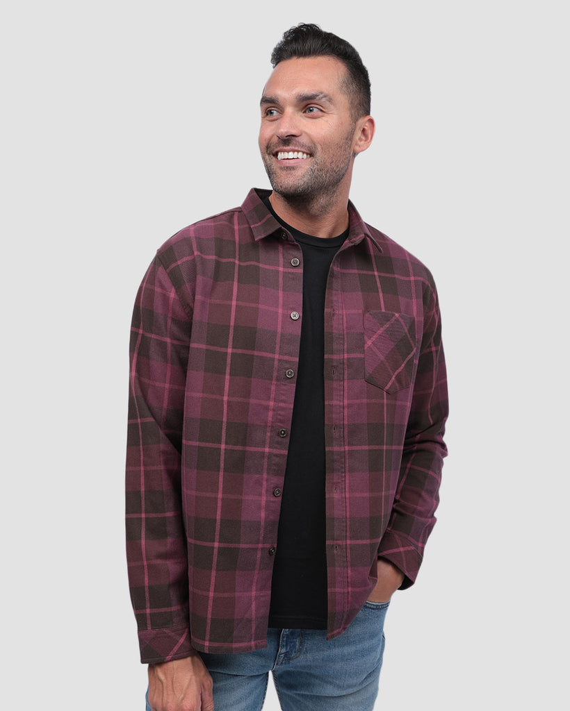 Long Sleeve Flannel-Plaid Maroon-Front2--Zach---L