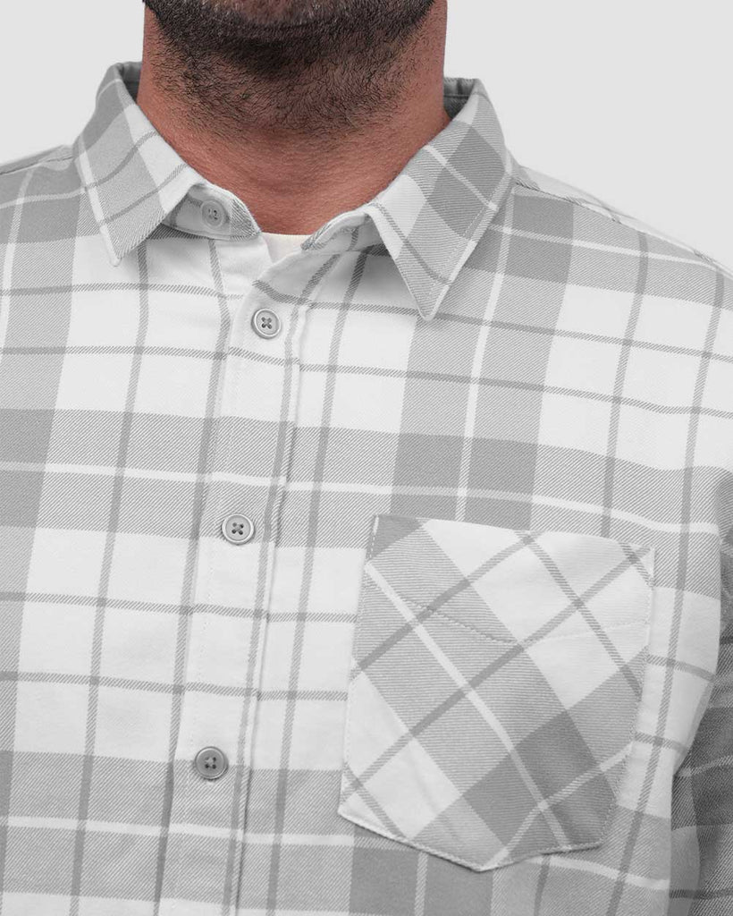 Long Sleeve Flannel-Plaid White-Detail