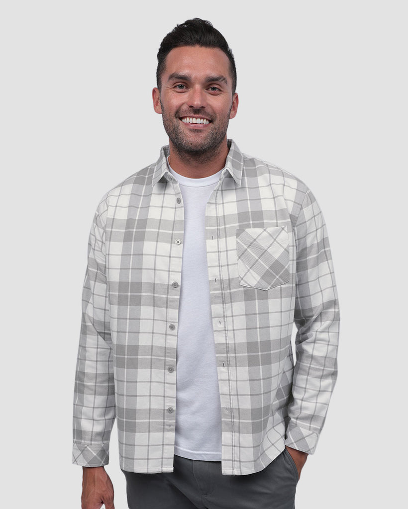 Long Sleeve Flannel-Plaid White-Front2--Zach---L