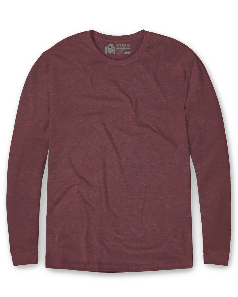 Essential Long Sleeve Tee-Maroon-Front