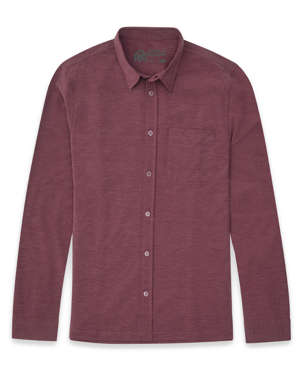Long Sleeve Button Up-Maroon-Front