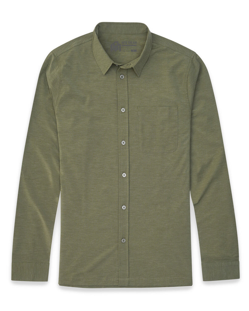 Long Sleeve Button Up-Olive Green-Front