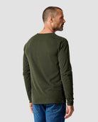 Long Sleeve Henley Tee - Non-Branded-Midnight Olive-Regular-Back--Zac---L