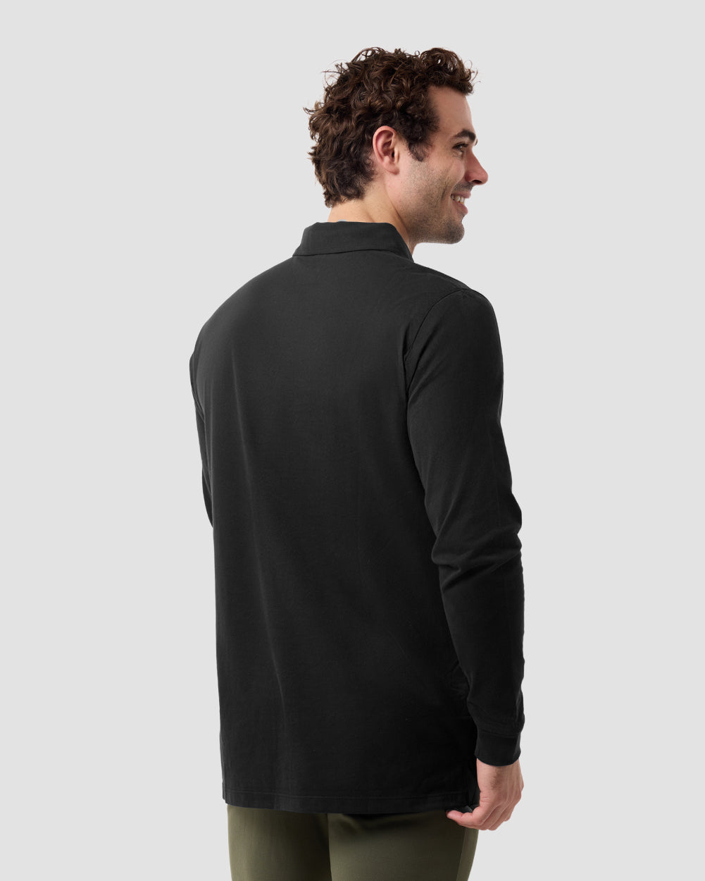 Long Sleeve Polo-Charcoal-Regular-Back--Model---L