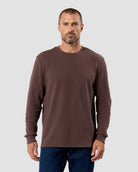 Long Sleeve Waffle Knit Crew - Non-Branded-Brown-Regular-Front--Zac---L