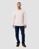 Long Sleeve Waffle Knit Henley-Beige-Back--Model---M-Regular