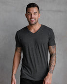 V-Neck Tee - Non-Branded-Charcoal-Front--Model---M-Regular