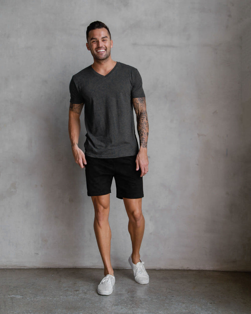 V-Neck Tee - Non-Branded-Charcoal-Regular-Full--Zach---L