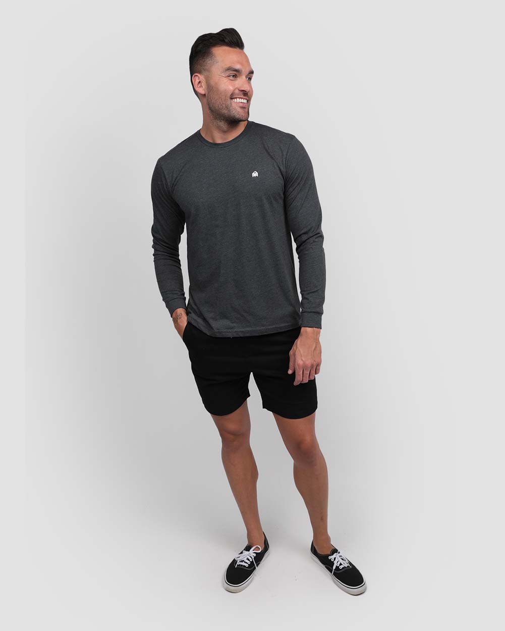 Basic Long Sleeve Tee-Charcoal-Full--Zach---L