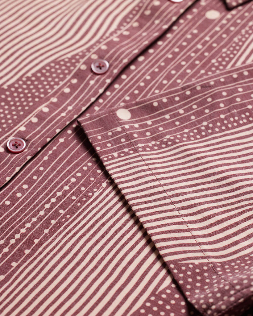 Relaxed Button Up - Non-Branded-Maroon Stripe Dot-Regular-Detail--Alex---M