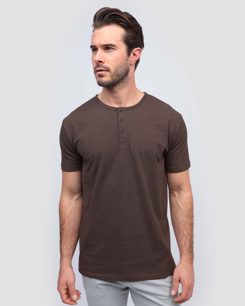 Henley Tee - Non-Branded-Brown-Front--Alex---M