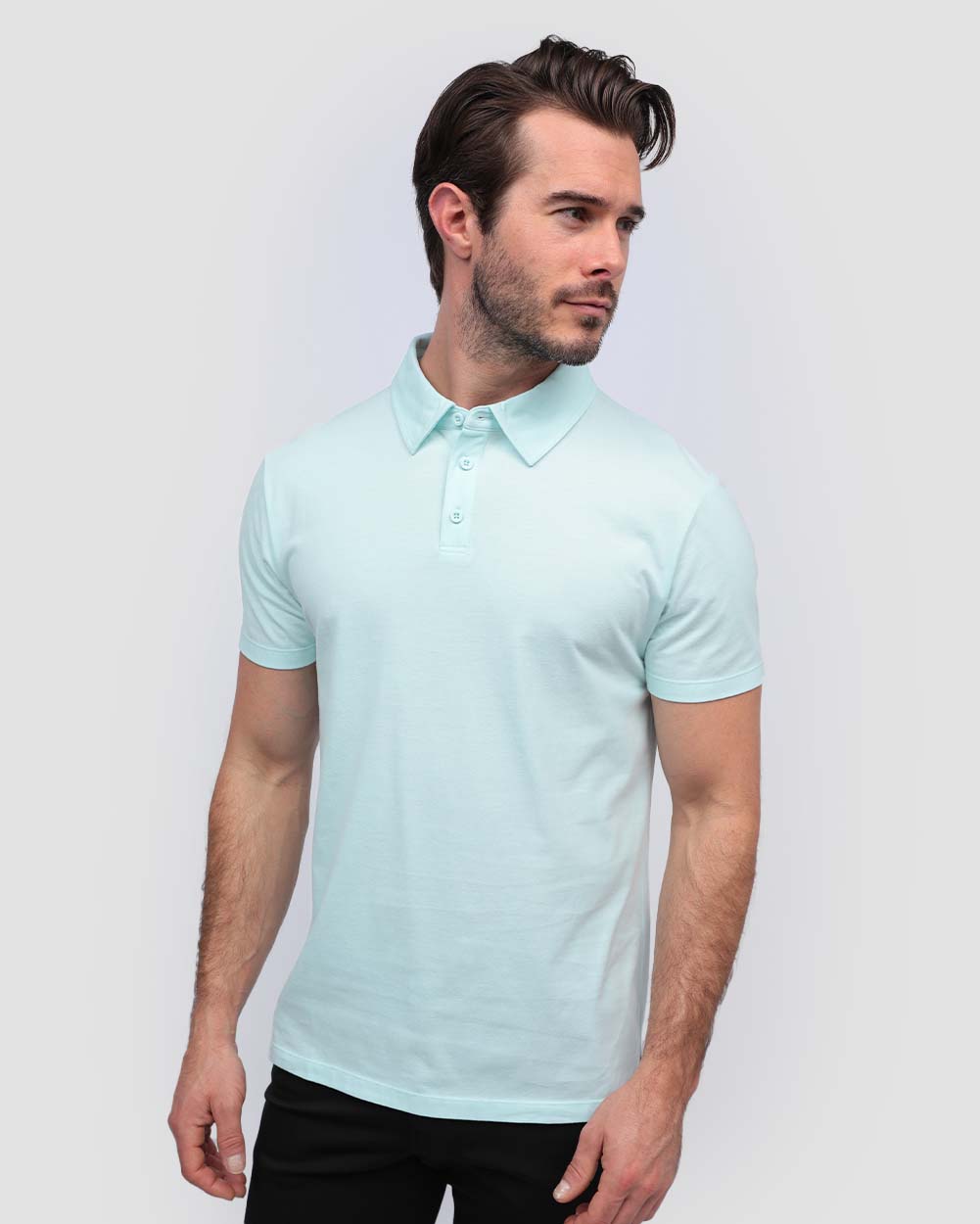 Polo - Non-Branded-Mint-Light Blue-Front--Alex---M-Regular