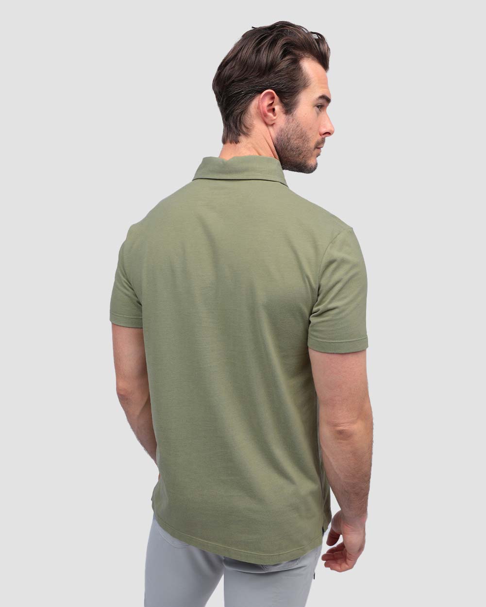 Polo - Non-Branded-Light Olive-Back--Alex---M-Regular