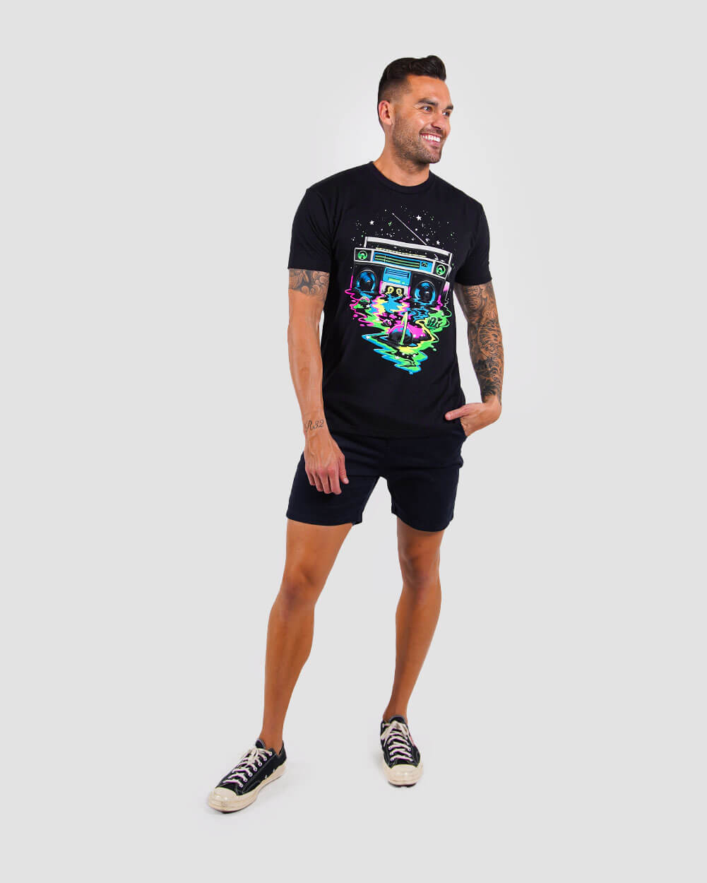 Cosmic Beats Tee-Black-Regular-Full--Model---L