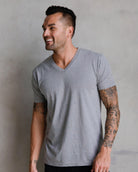 V-Neck Tee - Non-Branded-Grey-Front--Model---M-Regular