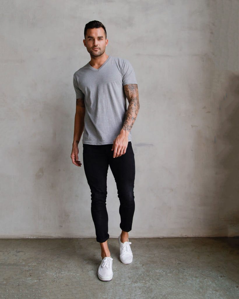 V-Neck Tee - Non-Branded-Grey-Regular-Full--Zach---L