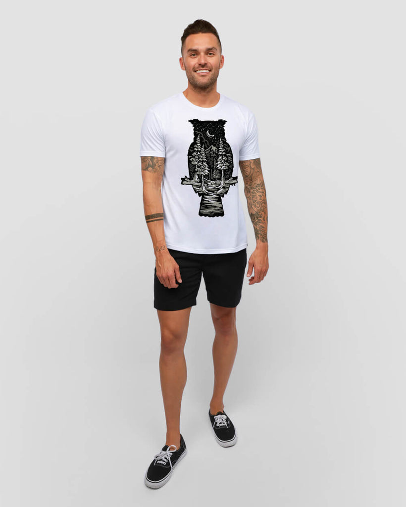Nocturnal Nature Tee-White-Full--Zach---L