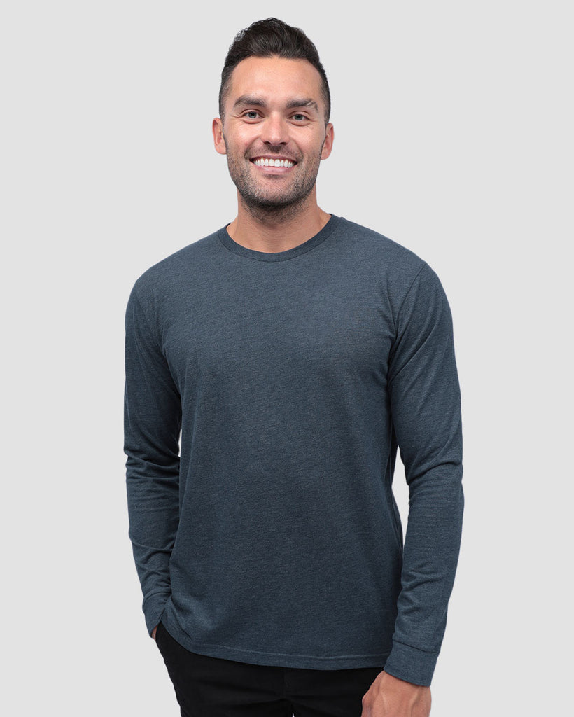 Essential Long Sleeve Tee-Navy-Front--Zach---L