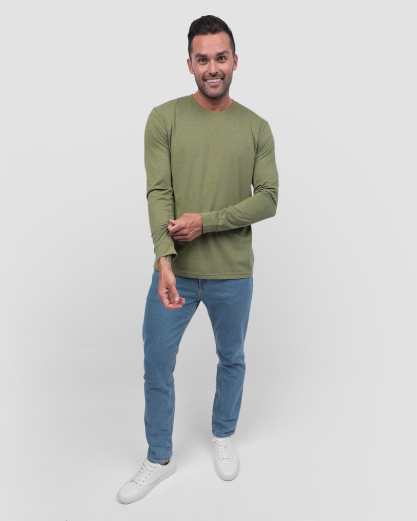 Essential Long Sleeve Tee-Olive Green-Full--Zach---L
