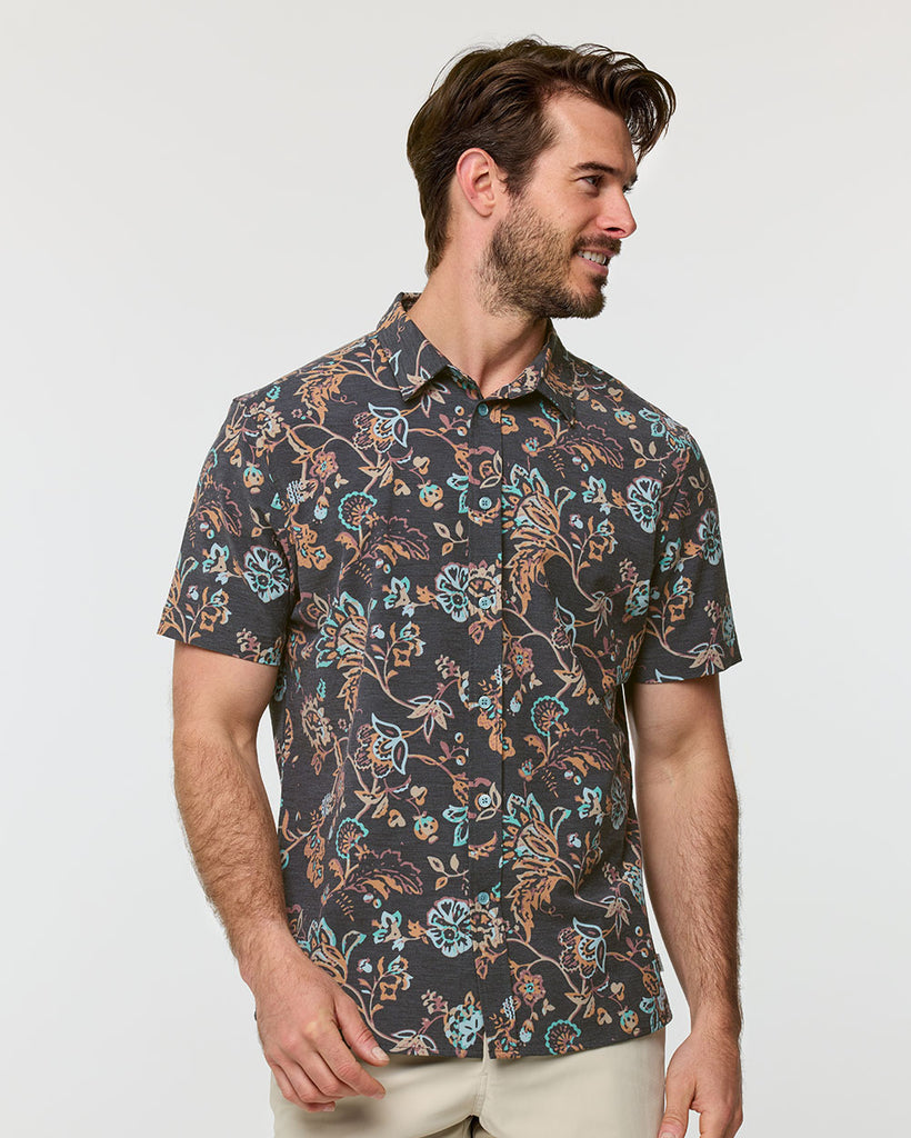 Relaxed Button Up - Non-Branded-Black Floral-Regular-Front--Alex---M