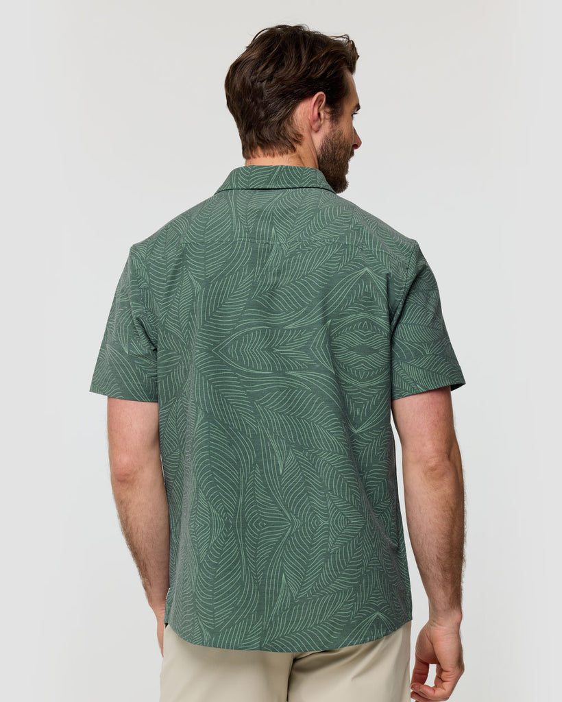 Relaxed Button Up - Non-Branded-Green Leaf-Regular-Back--Alex---M