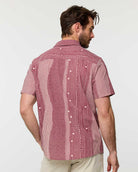 Relaxed Button Up - Non-Branded-Maroon Stripe Dot-Regular-Back--Alex---M
