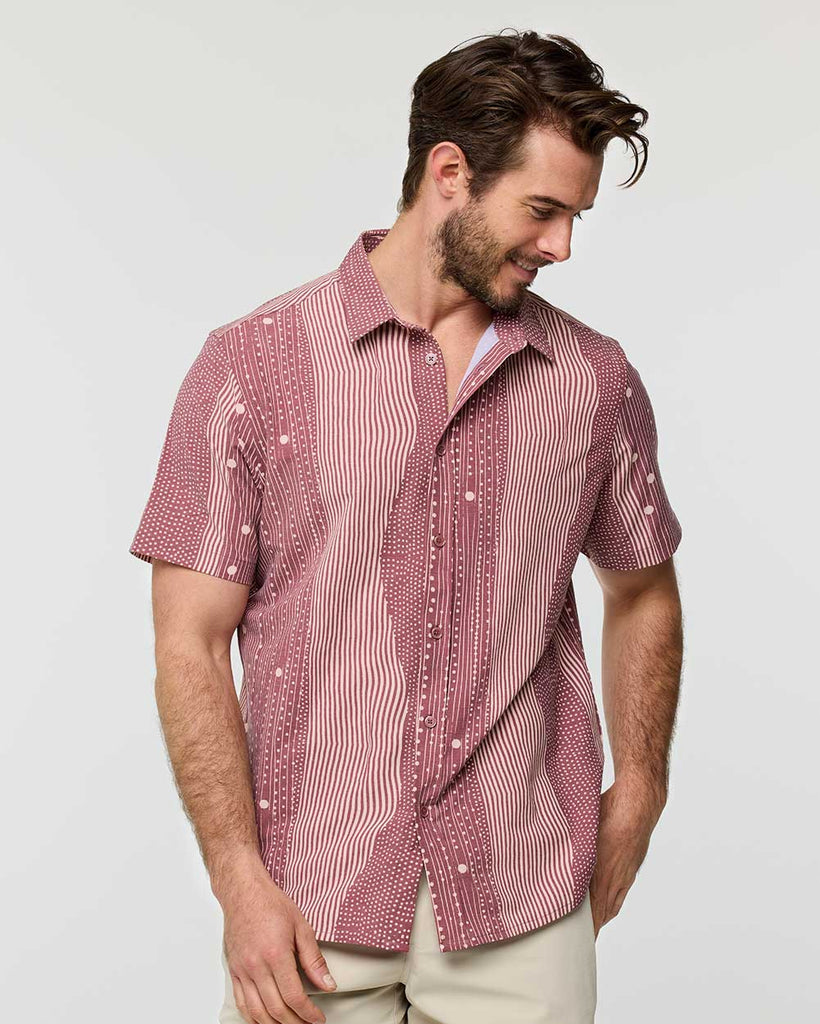 Relaxed Button Up - Non-Branded-Maroon Stripe Dot-Regular-Front--Alex---M