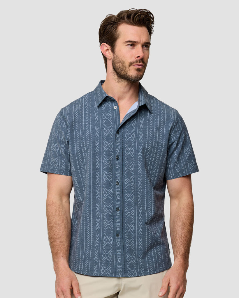 Relaxed Button Up - Non-Branded-Navy Tribal-Regular-Front--Alex---M