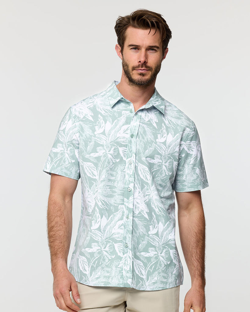Relaxed Button Up - Non-Branded-Slate Green Floral-Regular-Front--Alex---M
