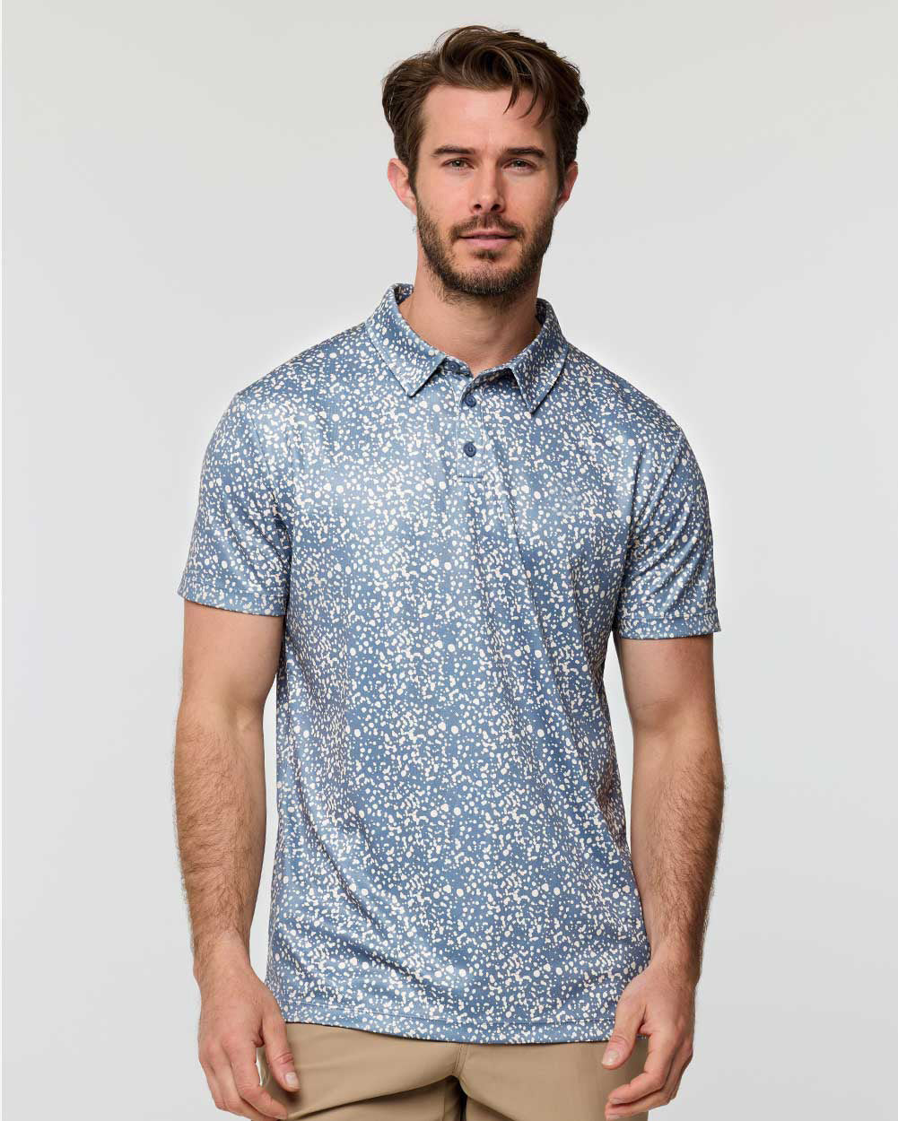 Performance Polo - Non-Branded-Indigo Splatter-Regular-Front--Alex---M