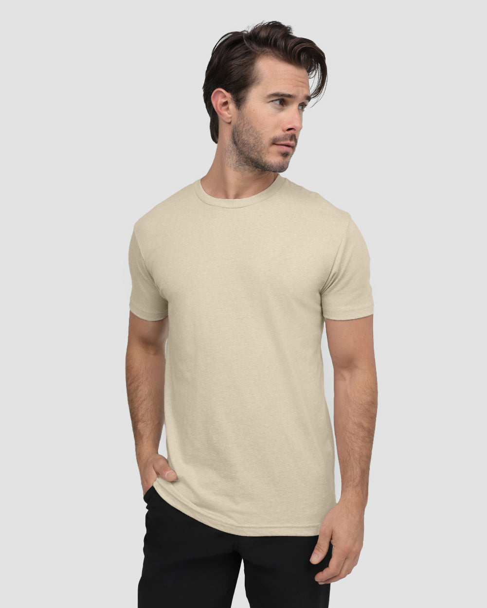 Basic Tee - Non-Branded-Cream-Front--Alex---M-Regular