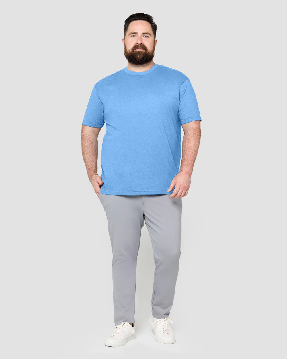 Basic Tee - Non-Branded-Heather Columbia Blue-Full--Ross---2XL-Regular